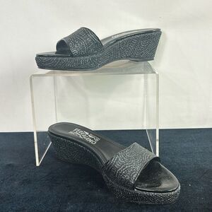 NEW Salvatore Ferragamo Black Textured Platforms